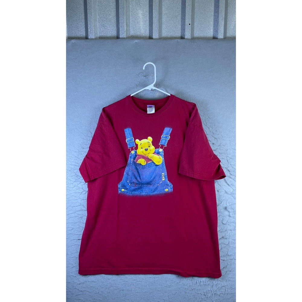 Disney Winnie the Pooh T-Shirt Mens XL Red Excellent Overalls Graphic Tee